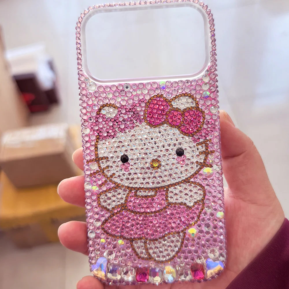 Rhinestone bling crystal phone case chain for iPhone17 16 12 13 14 15pro Max X Xs XR 7 8 plus se 2 3 10 transparent bumper cover
