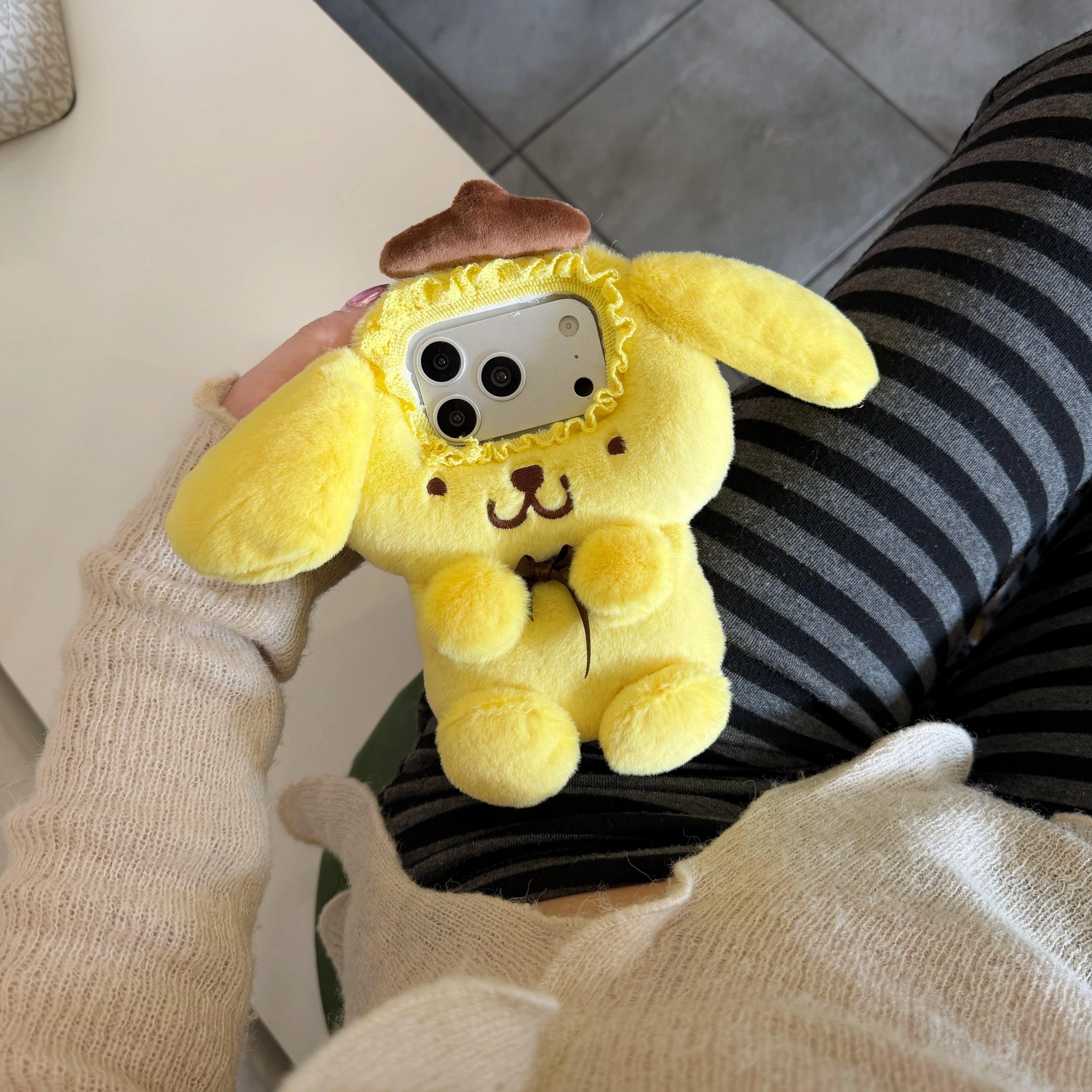 3D Cartoon Cute Fluffy Yellow Puppy Phone Case for iphone 17 Promax  16 15 14  Back Cover Gift