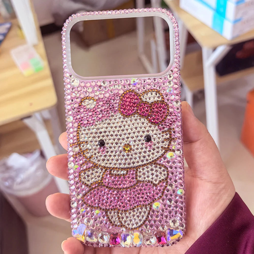 Rhinestone bling crystal phone case chain for iPhone17 16 12 13 14 15pro Max X Xs XR 7 8 plus se 2 3 10 transparent bumper cover