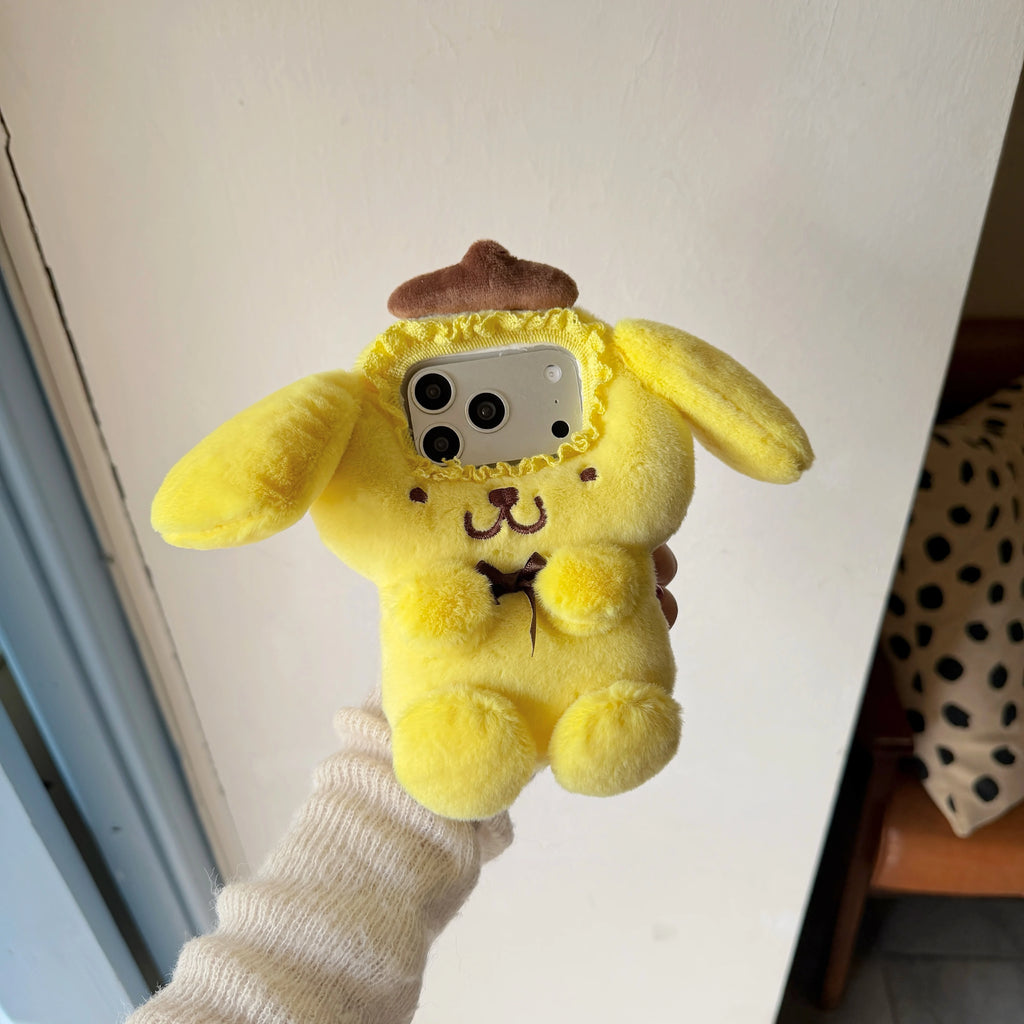 3D Cartoon Cute Fluffy Yellow Puppy Phone Case for iphone 17 Promax  16 15 14  Back Cover Gift